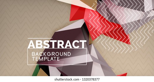 Color geometric abstract background, minimal abstraction design with mosaic style 3d shape, vector modern poster design