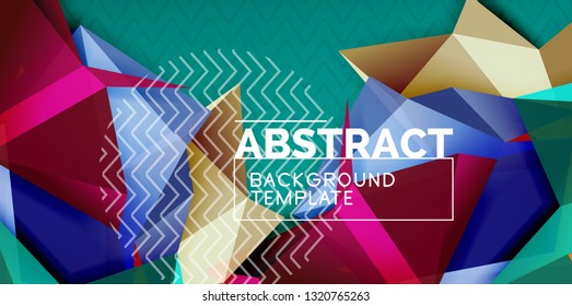 Farbgeometrischer abstrakter Hintergrund, minimales Abstraktionsdesign mit 3D-Mosaik-Form, Vektordesign des modernen Plakats