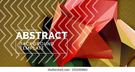Color geometric abstract background, minimal abstraction design with mosaic style 3d shape, vector modern poster design