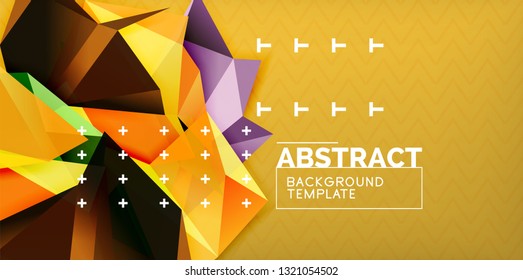 Color geometric abstract background, minimal abstraction design with mosaic style 3d shape, vector modern poster design