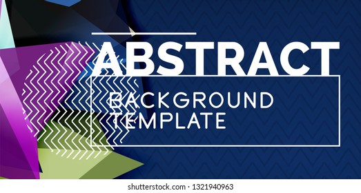 Color geometric abstract background, minimal abstraction design with mosaic style 3d shape, vector modern poster design