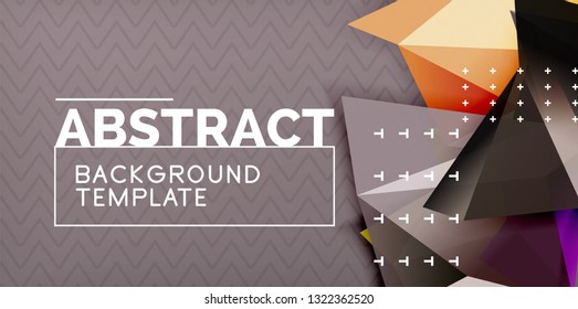 Color geometric abstract background, minimal abstraction design with mosaic style 3d shape, vector modern poster design
