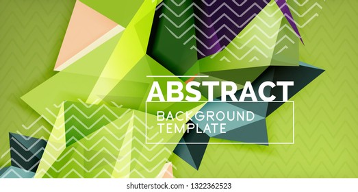 Farbgeometrischer abstrakter Hintergrund, minimales Abstraktionsdesign mit 3D-Mosaik-Form, Vektordesign des modernen Plakats