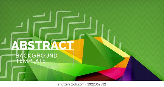 Color geometric abstract background, minimal abstraction design with mosaic style 3d shape, vector modern poster design