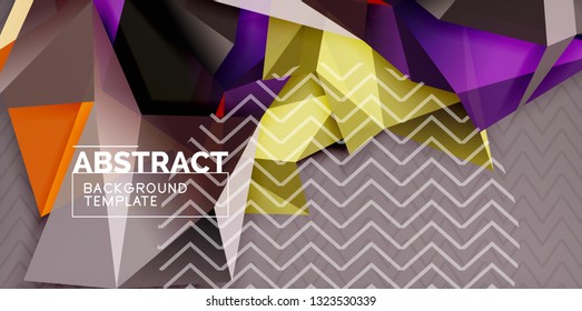 Fondo abstracto geométrico de color, diseño abstracto mínimo con forma 3d estilo mosaico, diseño de afiches modernos vectoriales