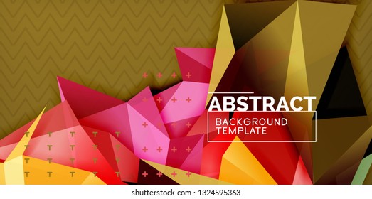 Farbgeometrischer abstrakter Hintergrund, minimales Abstraktionsdesign mit 3D-Mosaik-Form, Vektordesign des modernen Plakats