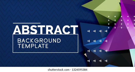 Color geometric abstract background, minimal abstraction design with mosaic style 3d shape, vector modern poster design
