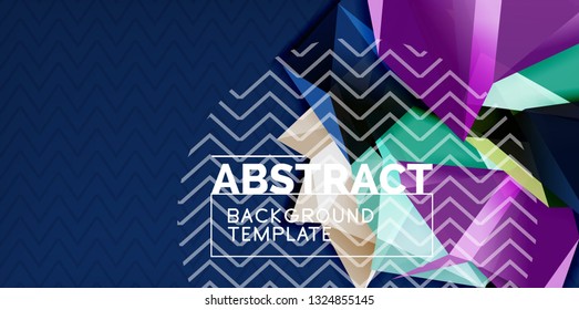 Color geometric abstract background, minimal abstraction design with mosaic style 3d shape, vector modern poster design