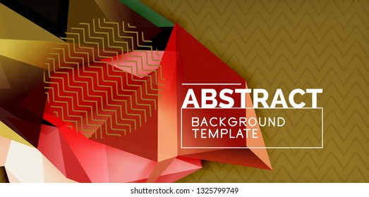 Color geometric abstract background, minimal abstraction design with mosaic style 3d shape, vector modern poster design