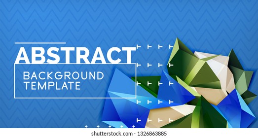 Color geometric abstract background, minimal abstraction design with mosaic style 3d shape, vector modern poster design
