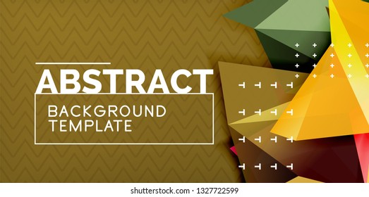 Color geometric abstract background, minimal abstraction design with mosaic style 3d shape, vector modern poster design