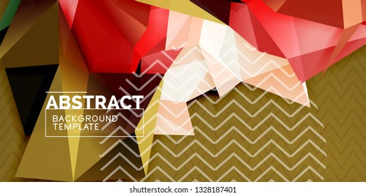 Color geometric abstract background, minimal abstraction design with mosaic style 3d shape, vector modern poster design
