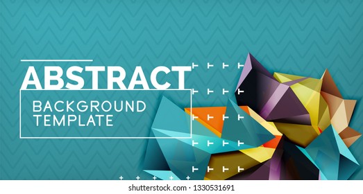 Color geometric abstract background, minimal abstraction design with mosaic style 3d shape, vector modern poster design