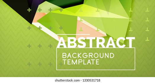 Color geometric abstract background, minimal abstraction design with mosaic style 3d shape, vector modern poster design