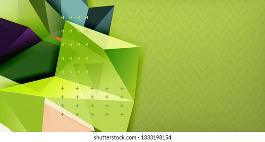 Color geometric abstract background, minimal abstraction design with mosaic style 3d shape, vector modern poster design