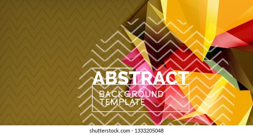 Color geometric abstract background, minimal abstraction design with mosaic style 3d shape, vector modern poster design