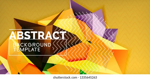 Color geometric abstract background, minimal abstraction design with mosaic style 3d shape, vector modern poster design