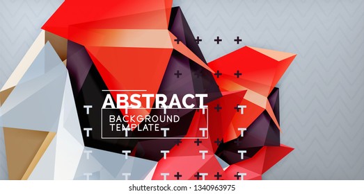 Color geometric abstract background, minimal abstraction design with mosaic style 3d shape, vector modern poster design