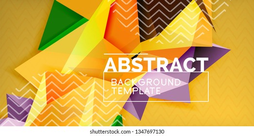 Fondo abstracto geométrico de color, diseño abstracto mínimo con forma 3d estilo mosaico, diseño de afiches modernos vectoriales