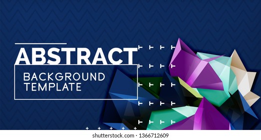Color geometric abstract background, minimal abstraction design with mosaic style 3d shape, vector modern poster design
