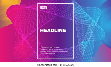 Color geometric abstract vector background composed of fluid shape and wave line