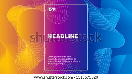 Color geometric abstract vector background composed of fluid shape and wave line