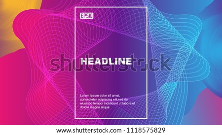 Color geometric abstract vector background composed of fluid shape and wave line