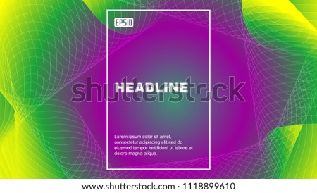 Color geometric abstract vector background composed of fluid shape and wave line