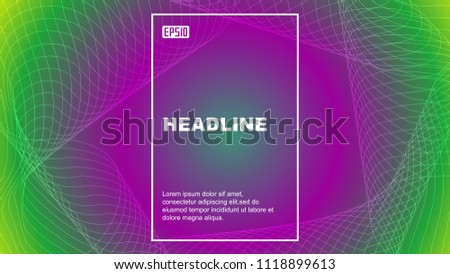 Color geometric abstract vector background composed of fluid shape and wave line