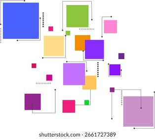  Color geometric background with squares and pixel.