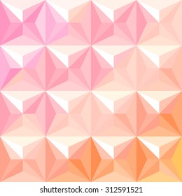 Color geometric background with triangles. Abstract Vector illustration. Sunny seamless pattern. Pink tones polygons.