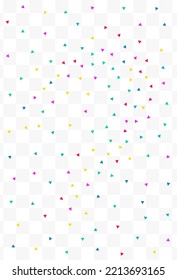 Color Geometric Celebration Vector Fondo transparente. Invitación a los elementos carnavales. El telón de fondo volador de Confetti. Textura del Festival del Triángulo del Arcoiris.
