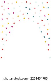 Color Geometric Decoration Vector White Background. Celebration Triangle Wallpaper. Festival Confetti Texture. Happy Elements Carnival Backdrop.