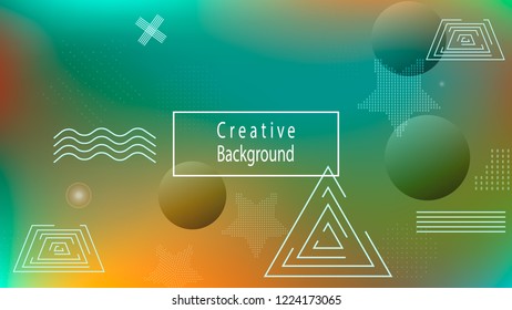 Color geometric gradient, futuristic background. Element of modern design wallpaper, background, packaging. Light colored lines, abstract shapes, dots. Background in minimalist style.