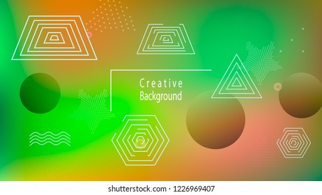 Color geometric gradient, futuristic background. The idea of modern wallpaper design, packaging. Bright color lines, abstract shapes, dots.  Background in minimalist style.
