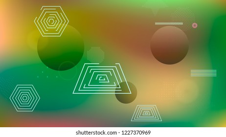 Color geometric gradient, futuristic background. The idea of modern wallpaper design, packaging. Light colored lines, abstract shapes, dots. Background in minimalist style.