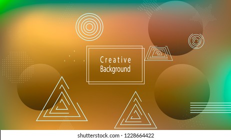 Color geometric gradient, futuristic background. Detail of modern wallpaper design, packaging. Bright color lines, abstract shapes, dots.  Background in minimalist style.