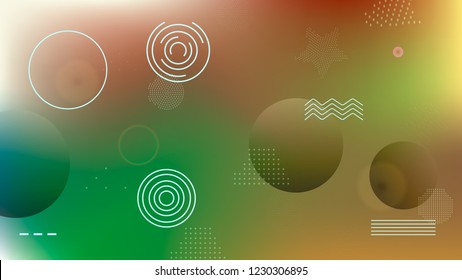 Color geometric gradient, futuristic background. Detail of modern wallpaper design, packaging. Bright color lines, abstract shapes, dots.  Background in minimalist style.