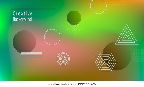 Color geometric gradient, futuristic background. Detail of modern wallpaper design, packaging. Light colored lines, abstract shapes, dots. Background in minimalist style.