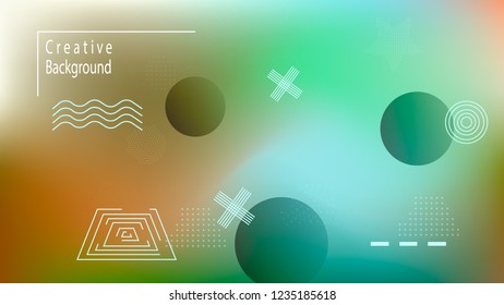 Color geometric gradient, futuristic background. Detail of modern wallpaper design, packaging. Creative colored lines, abstract shapes, dots. Background in minimalist style.