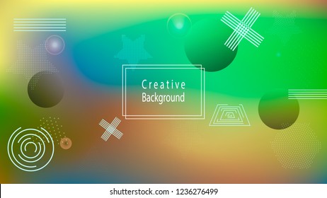 Color geometric gradient, futuristic background. The idea of modern wallpaper design, packaging. Bright color lines, abstract shapes, dots.  Background in minimalist style.