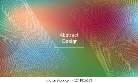 Color geometric gradient, futuristic background. Detail of modern wallpaper design, packaging. Creative colored lines, abstract shapes, dots. Background in minimalist style.