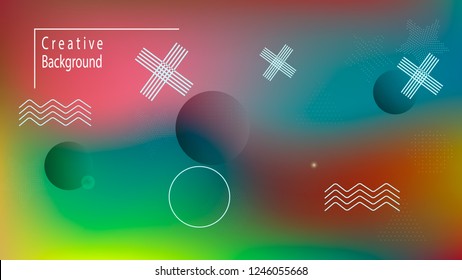Color geometric gradient, futuristic background. Element of modern design wallpaper, background, packaging. Bright color lines, abstract shapes, dots.  Background in minimalist style.