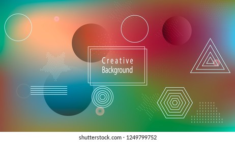 Color geometric gradient, futuristic background. Detail of modern wallpaper design, packaging. Creative colored lines, abstract shapes, dots. Background in minimalist style.