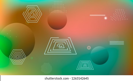 Color geometric gradient, futuristic background. Detail of modern wallpaper design, packaging. Creative colored lines, abstract shapes, dots. Background in minimalist style.