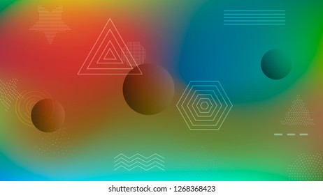 Color geometric gradient, futuristic background. The idea of modern wallpaper design, packaging. Light colored lines, abstract shapes, dots. Background in minimalist style.