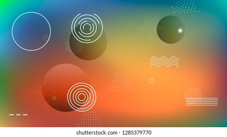 Color geometric gradient, futuristic background. Element of modern design wallpaper, background, packaging. Bright color lines, abstract shapes, dots.  Background in minimalist style.