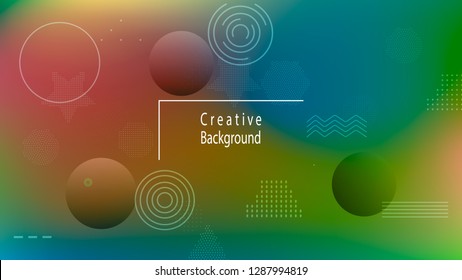 Color geometric gradient, futuristic background. Detail of modern wallpaper design, packaging. Creative colored lines, abstract shapes, dots. Background in minimalist style.