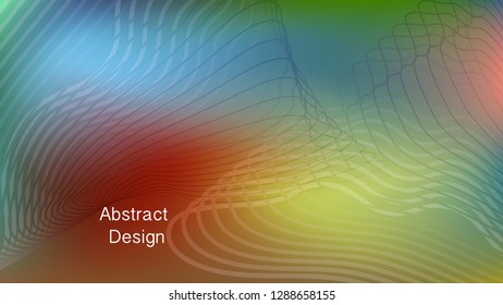 Color geometric gradient, futuristic background. Detail of modern wallpaper design, packaging. Light colored lines, abstract shapes, dots. Background in minimalist style.