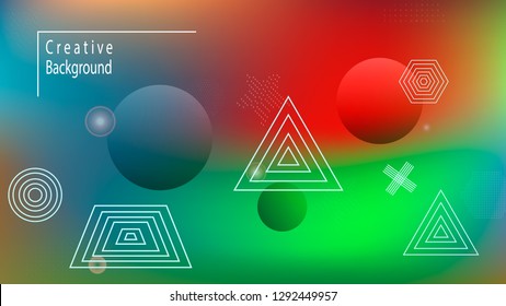 Color geometric gradient, futuristic background. Element of modern design wallpaper, background, packaging. Light colored lines, abstract shapes, dots. Background in minimalist style.